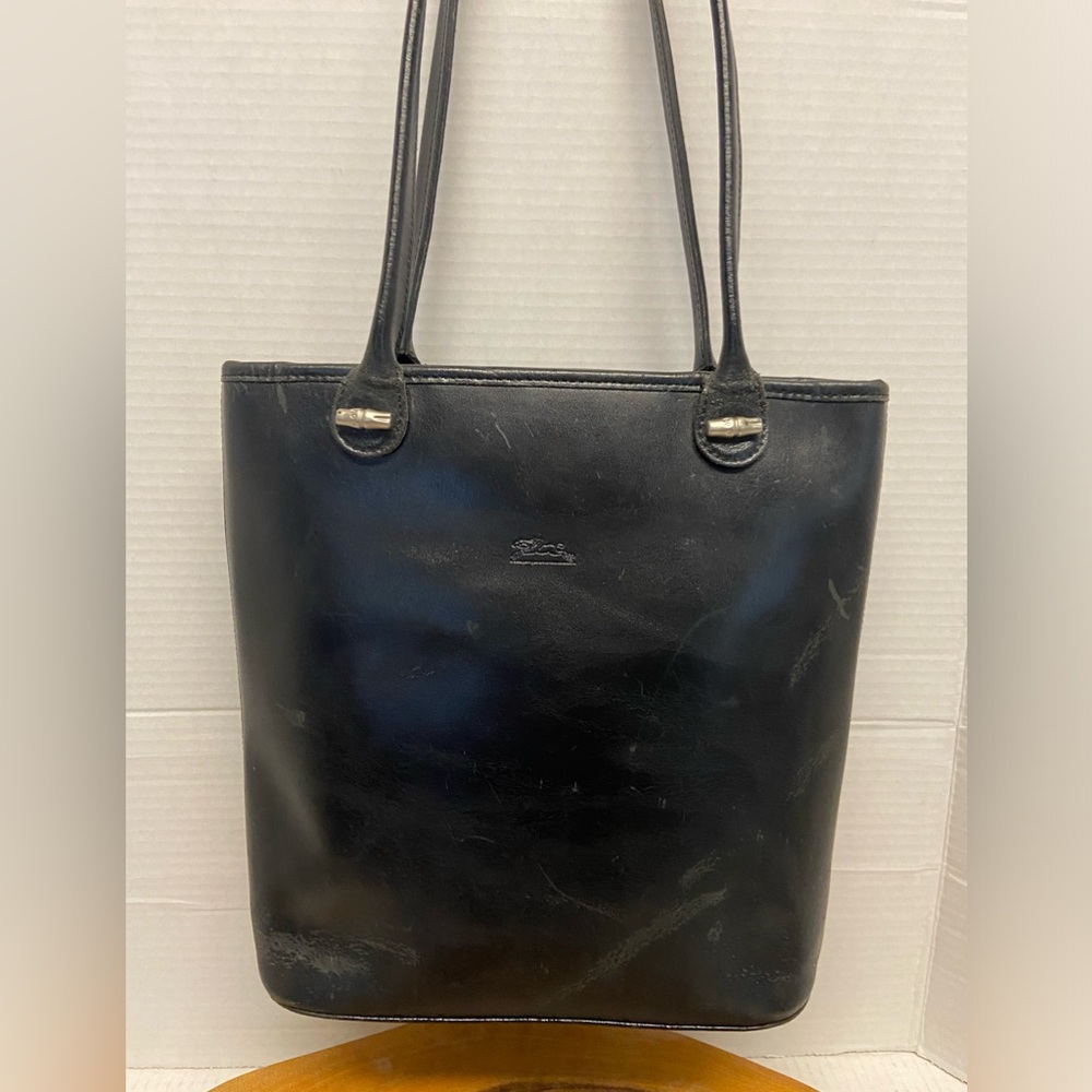 LongChamp Leather Bucket Bag With Bamboo Accent Charms